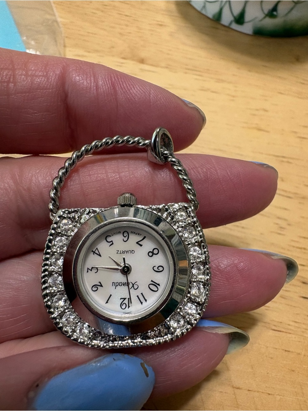 M30 Silver Crystal-Accent Necklace Watch Pendant